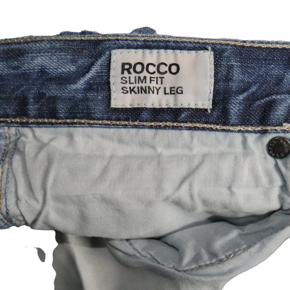 Express Mens Size 29x32 Slim Fit Skinny Leg Jeans Distressed Dark Wash Rocco - Picture 6 of 8